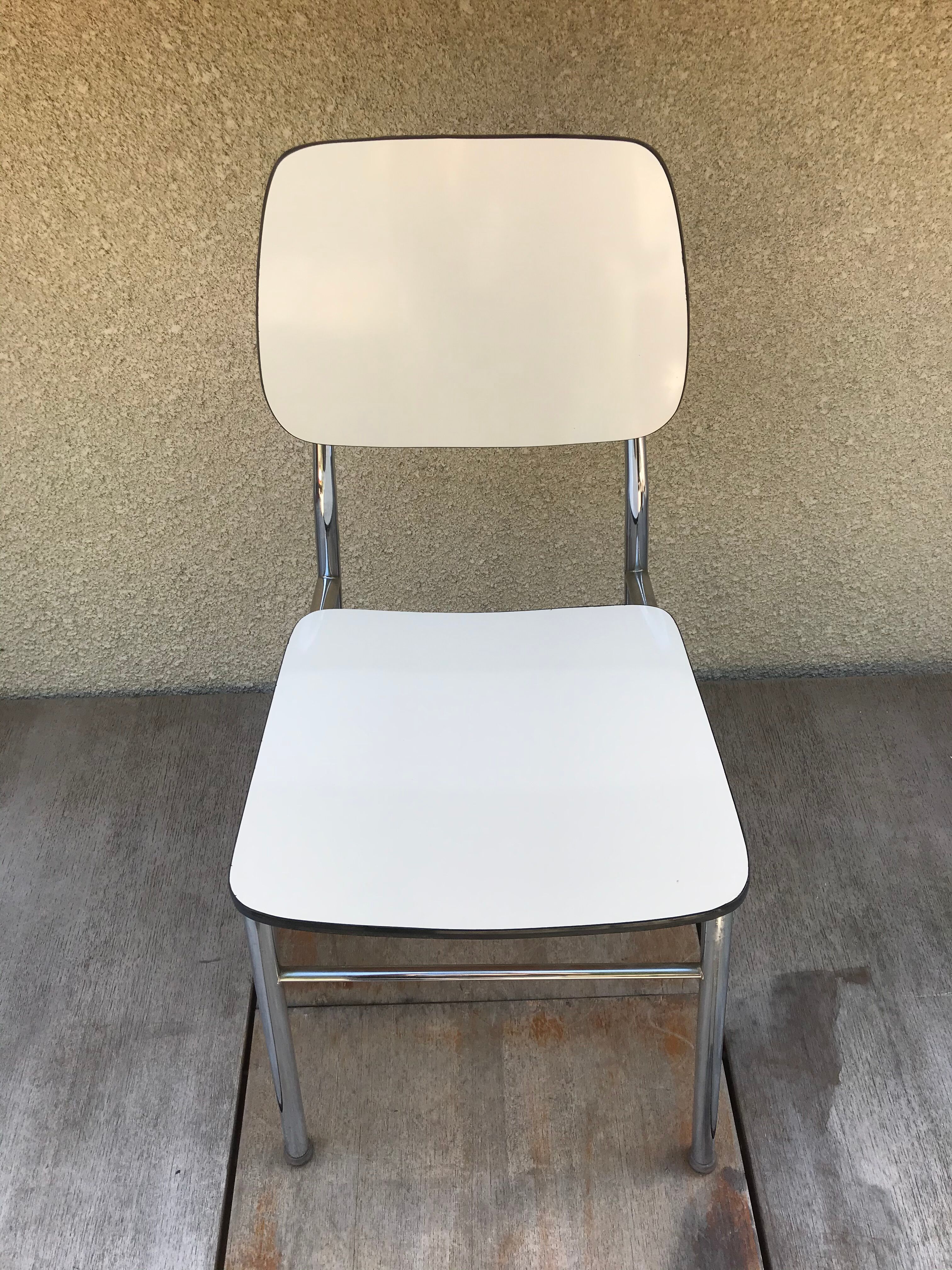 Pair of Old Metal Chromé Chairs - Vintage White Formica