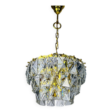 Kinkeldey 3-tier cut crystal chandelier, gilt brass, Germany, 1970