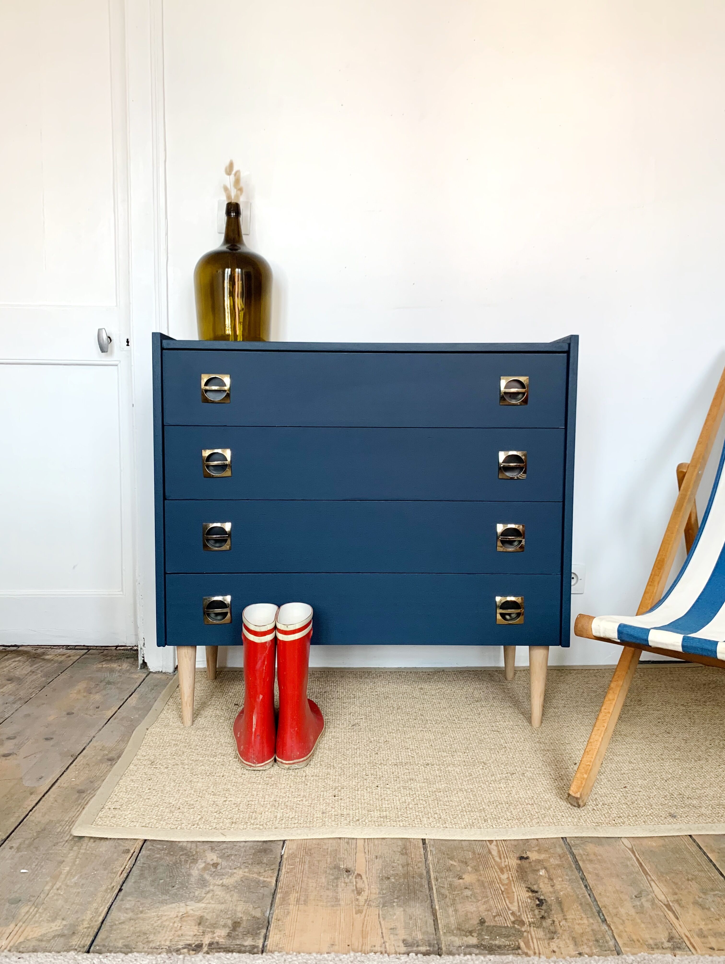 Dresser midnight blue compass feet