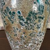 Vintage enameled blown glass vase 80'S Ht 27