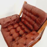 Fauteuils suédois scandinave en cuir des années 1970 par Carl-Henrik Spark pour Ulferts Suède