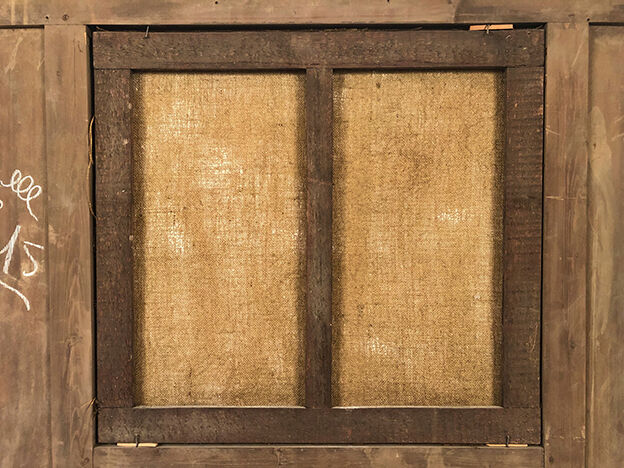 Trumeau in green lacquered wood, gold rechampi Louis XVI style, Nineteenth