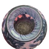 Acid-etched ball vase signed de vianne with flower decoration