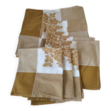 Vintage tablecloth and 8 napkins – caramel and golden mustard tones