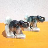 Ancien serre livre éléphant en céramique