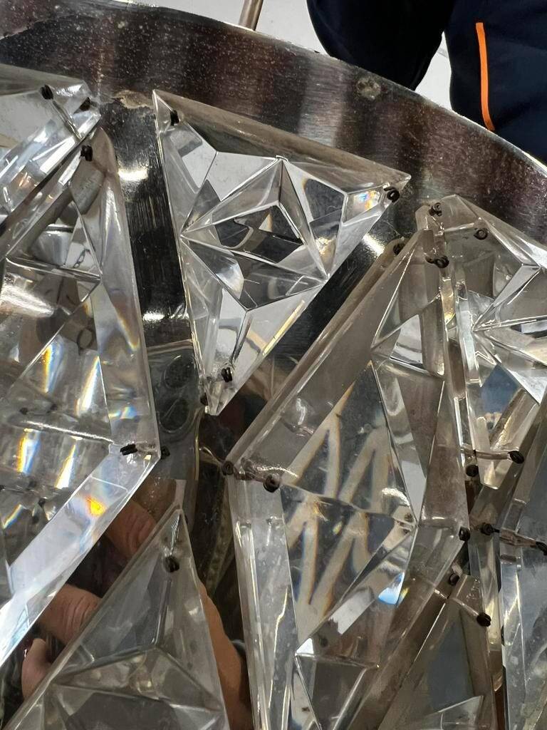 Vintage XL glass chandelier / Kinkeldey pendant light