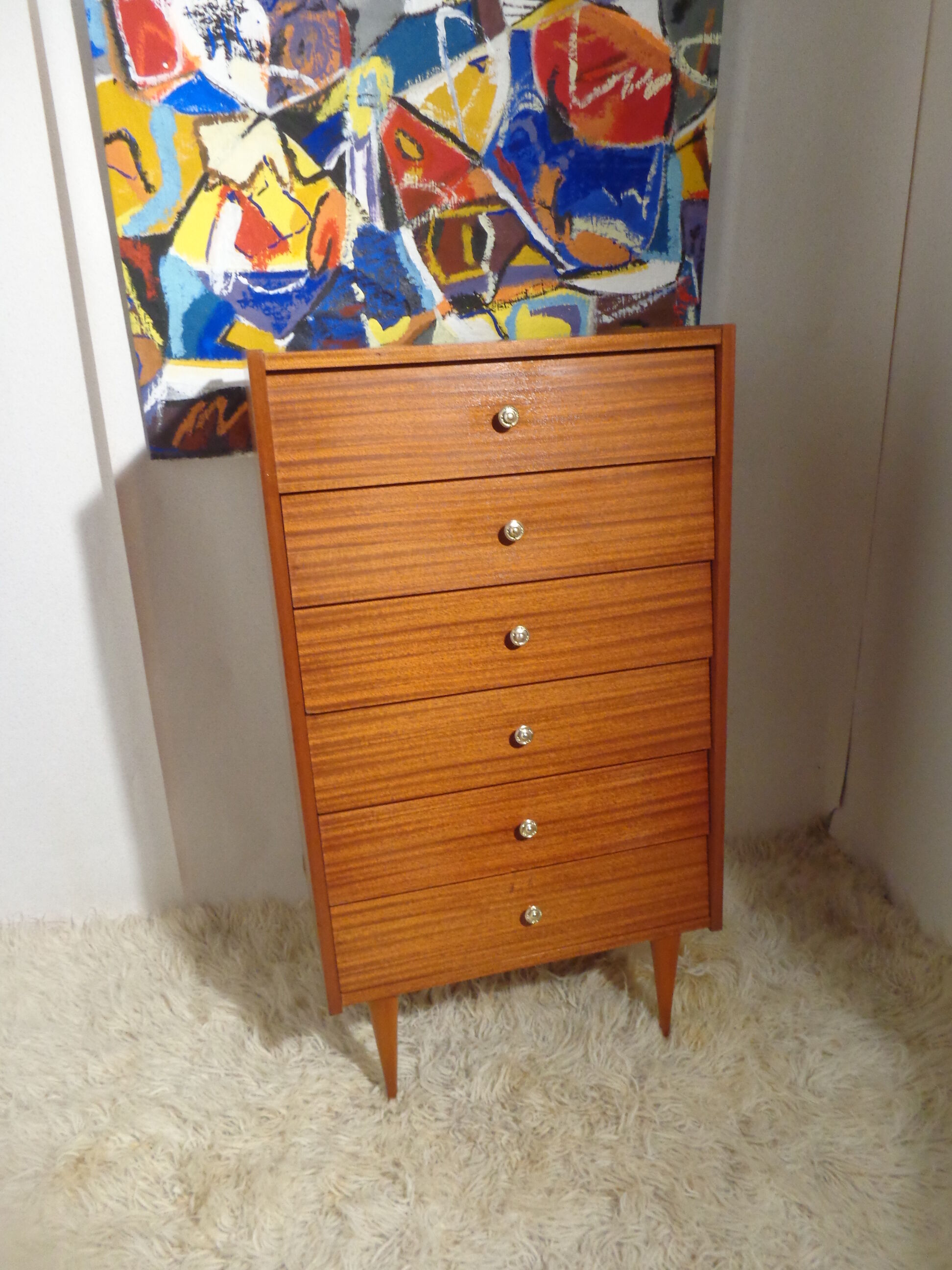 Vintage rag chest of drawers from the 60s stamped S.I.M.M.O.B