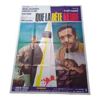 Folded poster of original cinema 1968 Let the beast die Claude Chabrol