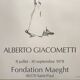 Affiche d'exposition d'alberto giacometti, fondation maeght, 1978