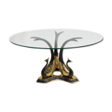 Brass Peacock Side Or Coffee Table Hollywood Regency Willy