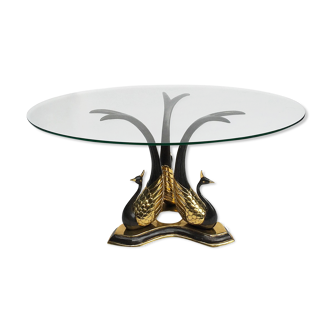 Brass Peacock Side Or Coffee Table Hollywood Regency Willy