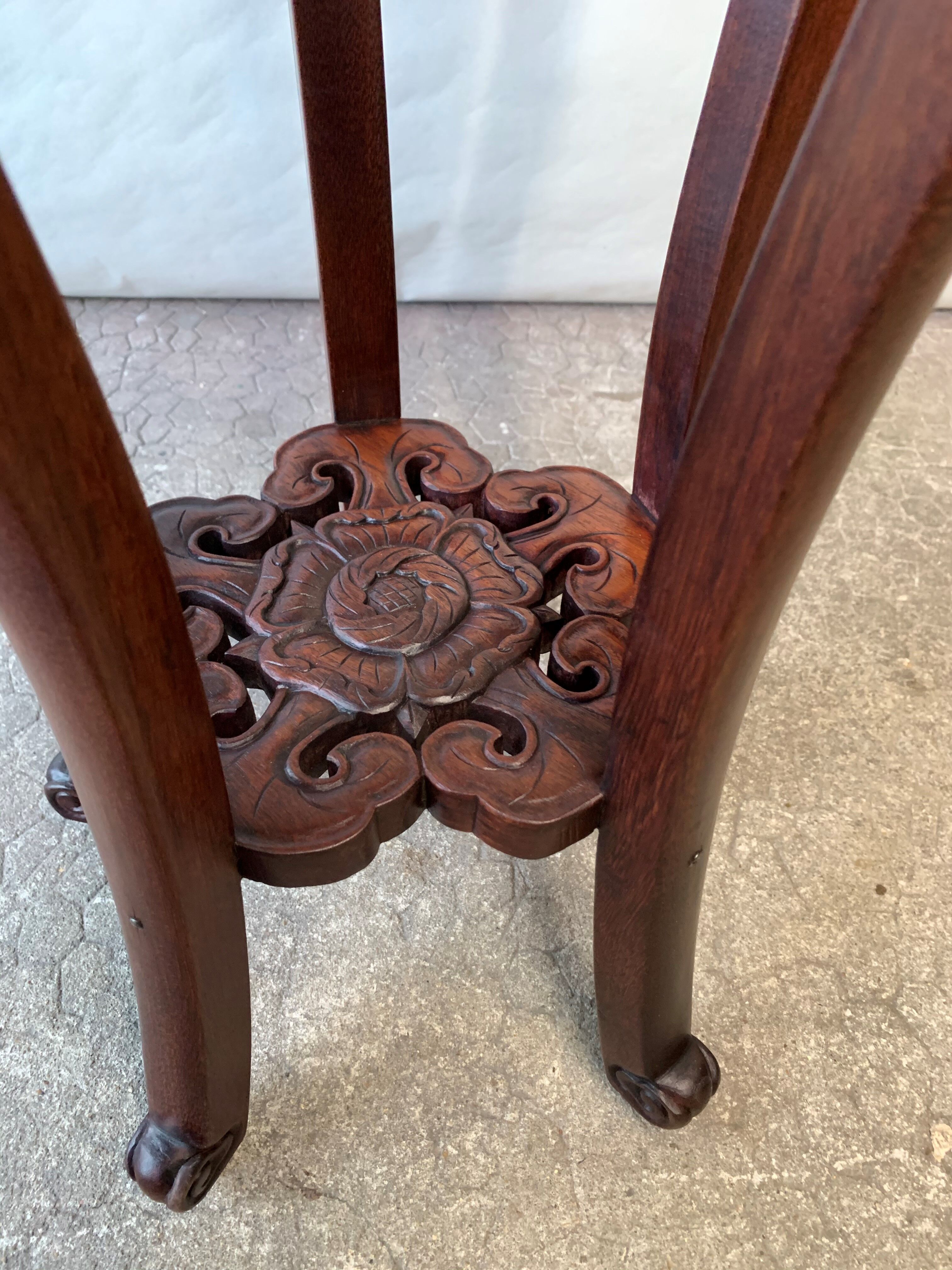 Chinese wood and marble side table