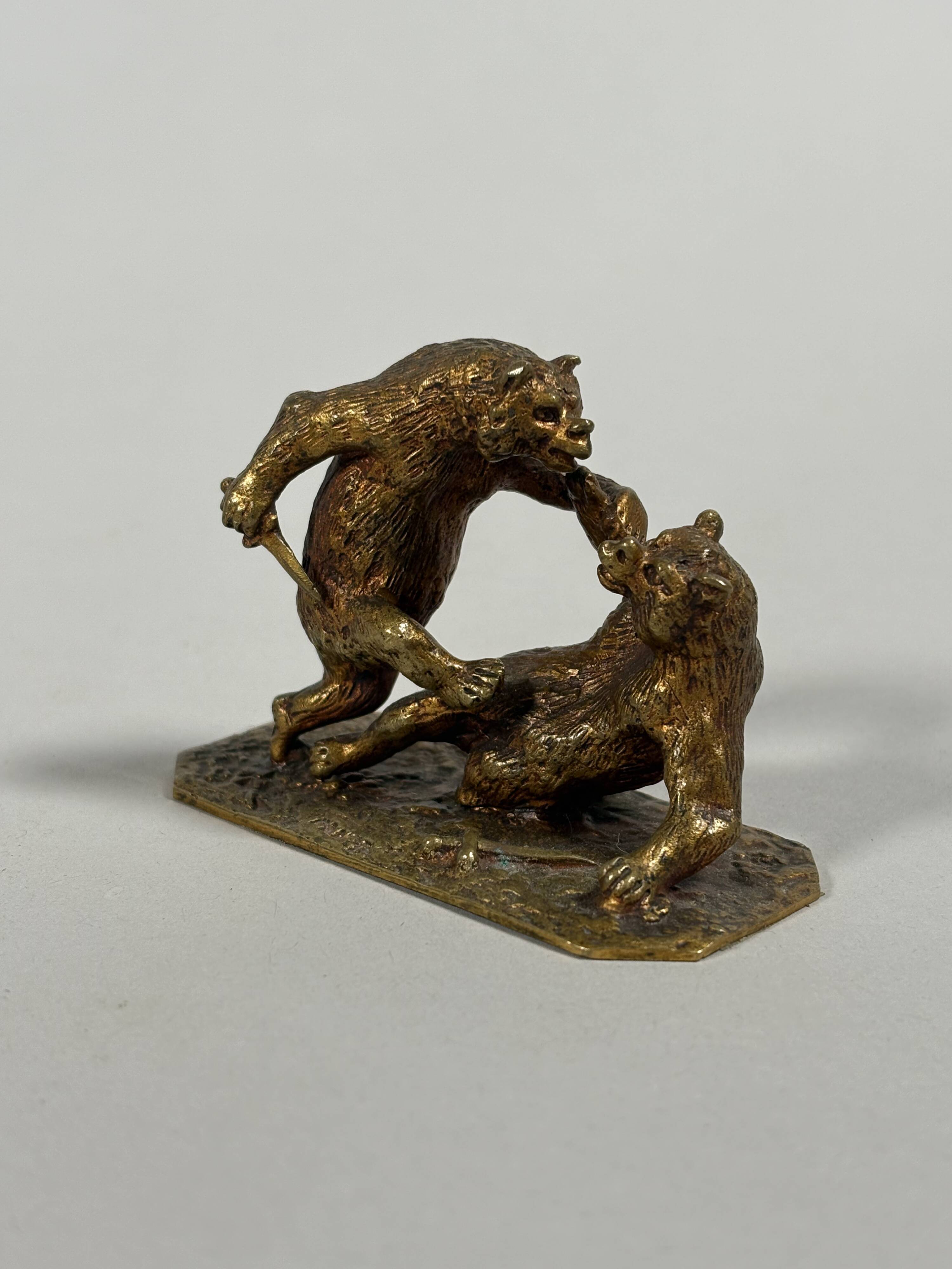 Christophe FRATIN (1801–1864) " Le combat d'ours" sculpture en bronze XIXe