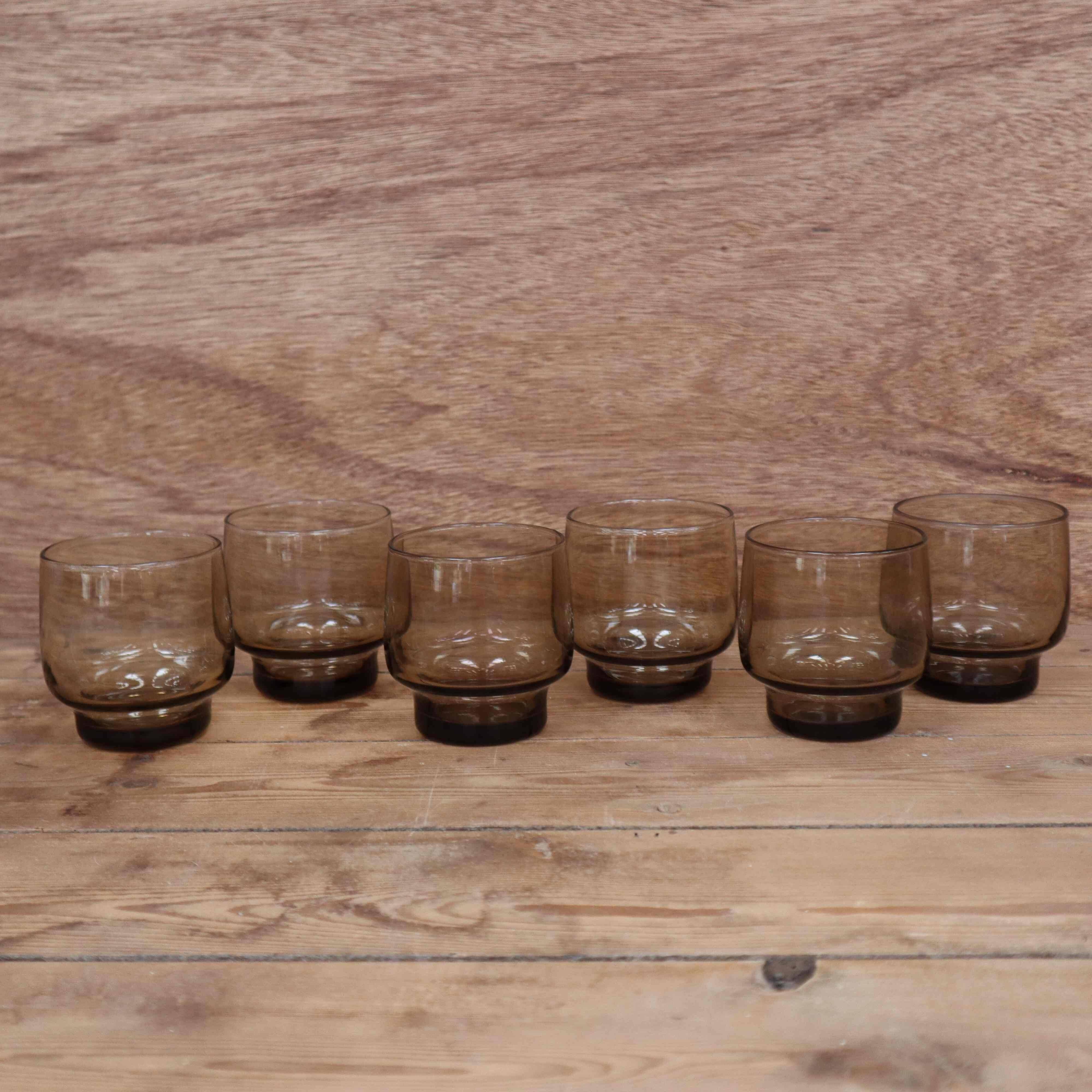 Set of 6 medium luminarc smoked glass glasses