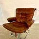 Vintage mid-century Scandinavian cognac leather lounge chair by Harald Relling