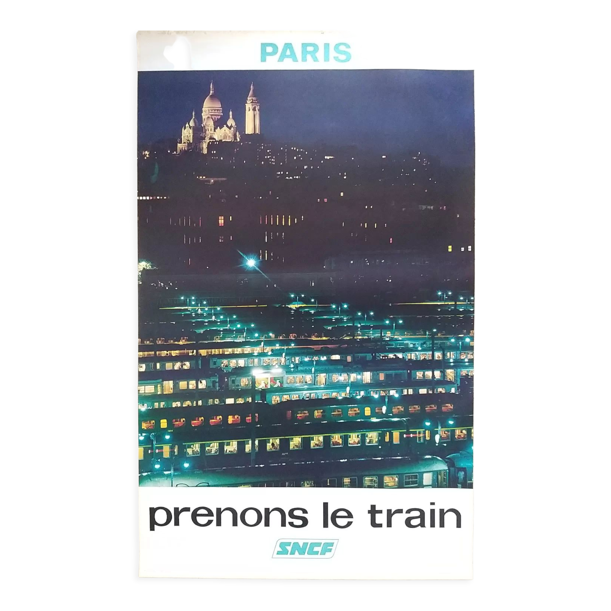 Old SNCF poster Paris Gare du Nord Montmartre (1976)