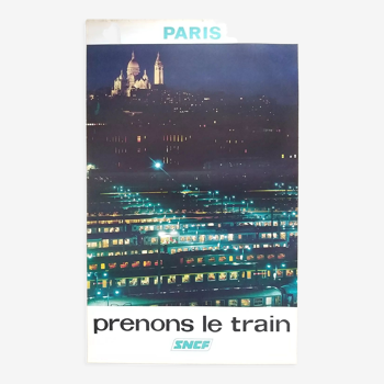 Affiche ancienne SNCF Paris Gare du Nord Montmartre (1976)