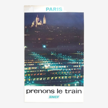 Old SNCF poster Paris Gare du Nord Montmartre (1976)