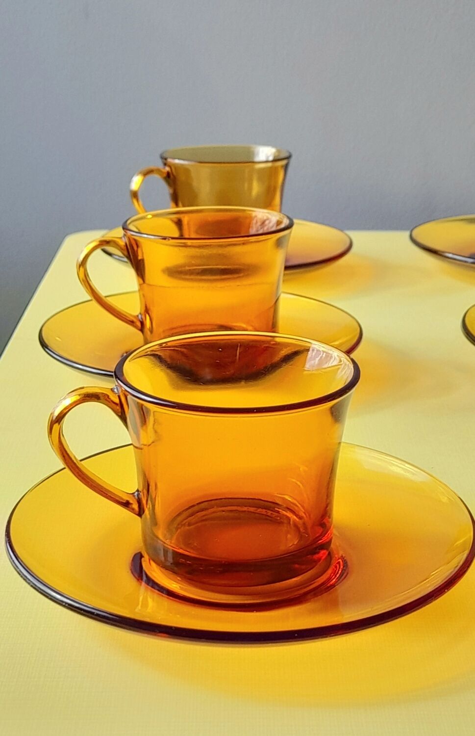 Amber glass coffee cups 70s