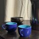 Set of 12 small vintage espresso cups duo in blue Made in Italy