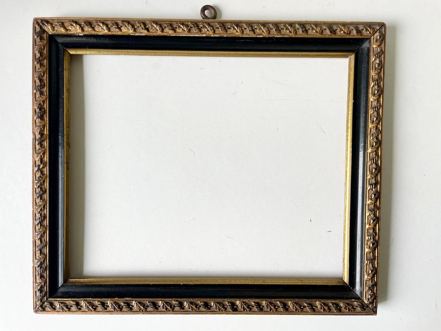Antique wood frame Black & gilded border 28.5 cm x 24 cm