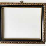 Cadre bois ancien Bordure noire & dorée 28,5 cm x 24 cm
