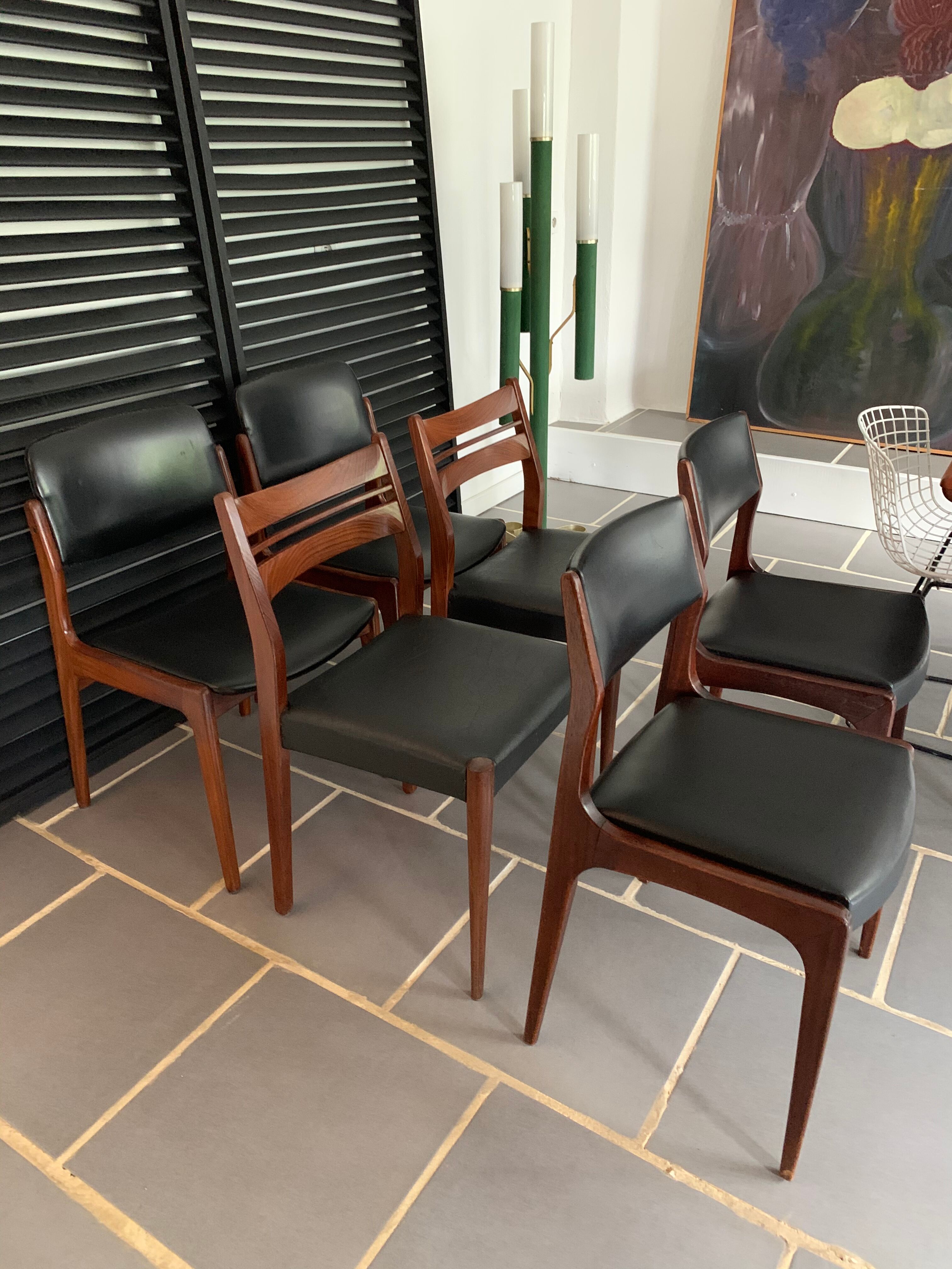 6 vintage mismatched Scandinavian teak chairs