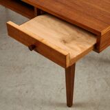 1950s Danish Teak Coffee Table with Drawers and Pull-Out Tray