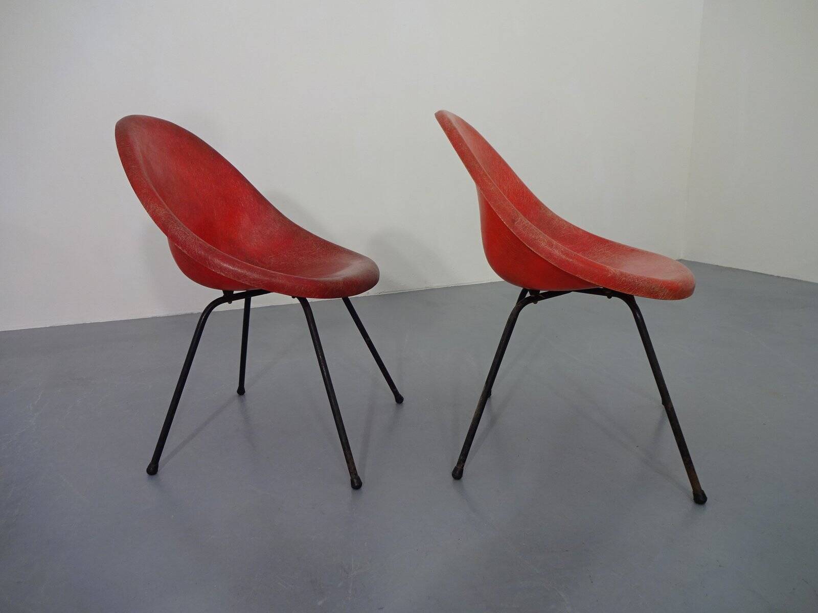 Set of French Fiberglass Side Chairs, 1960s