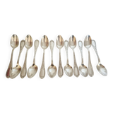 Dessert spoons, silver teaspoons, "white metal"