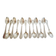 Dessert spoons, silver teaspoons, "white metal"