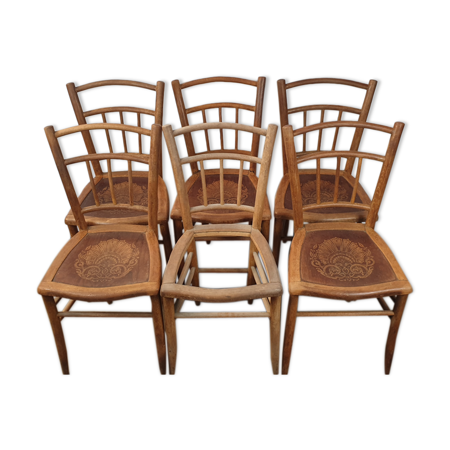 Lot of six chairs Luterma 1900 seat crafted