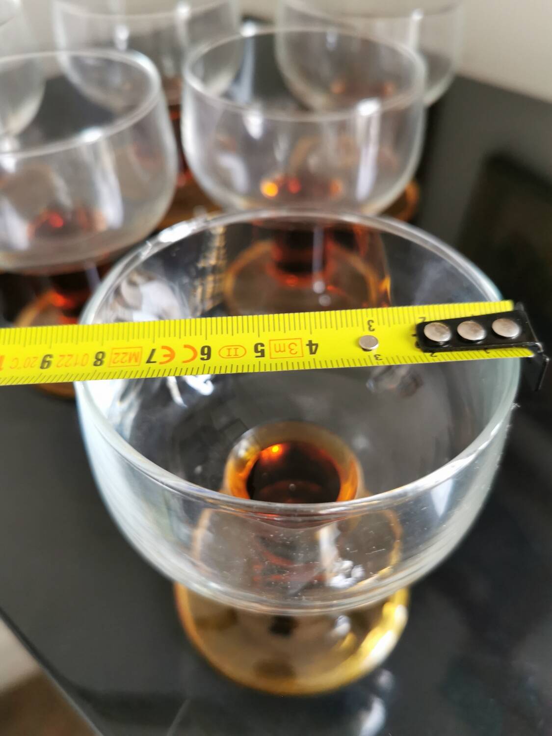 Set of 6 amber stemmed glasses