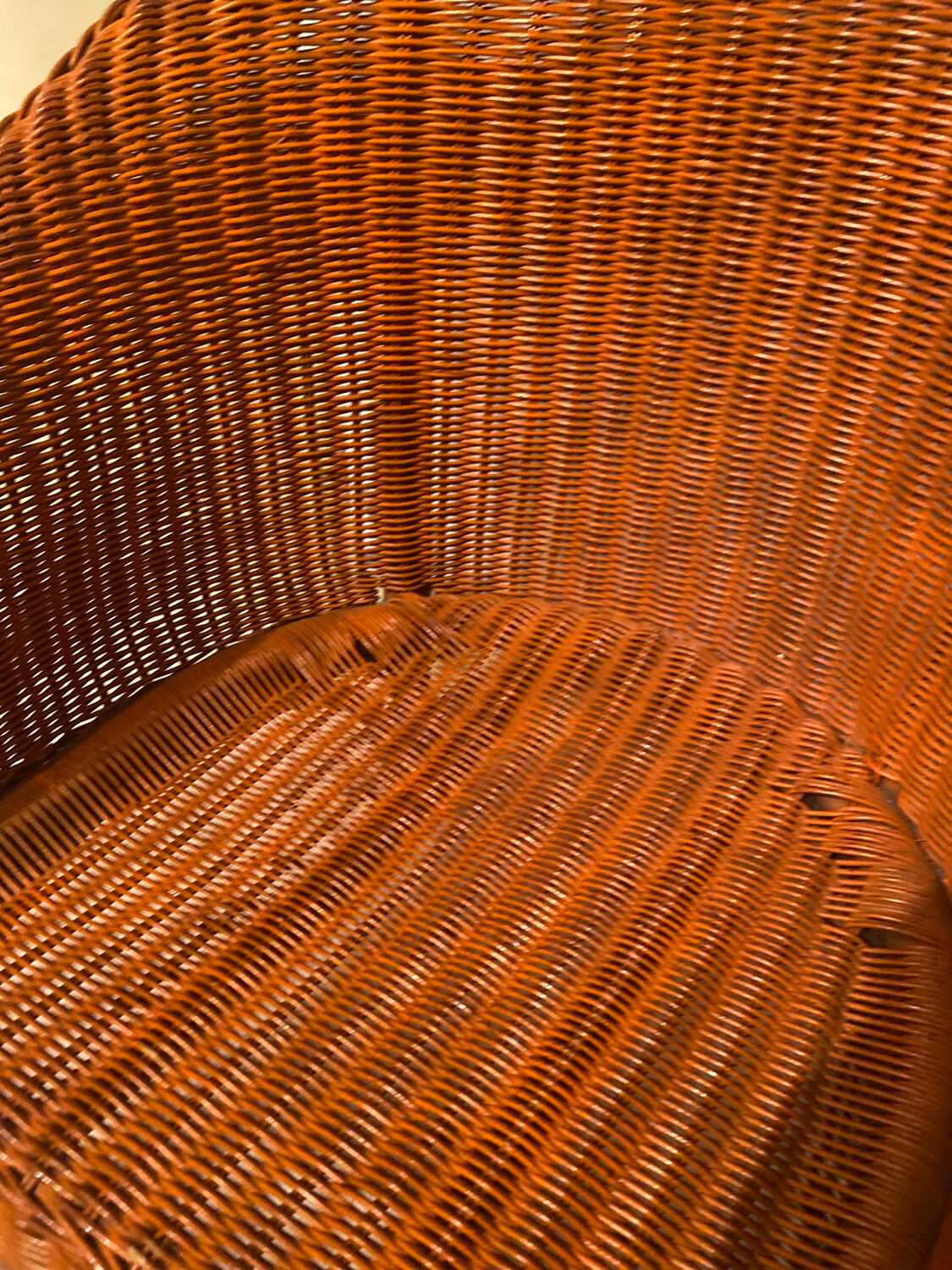 Vintage "Tonneau" Wicker Armchair - 1970s