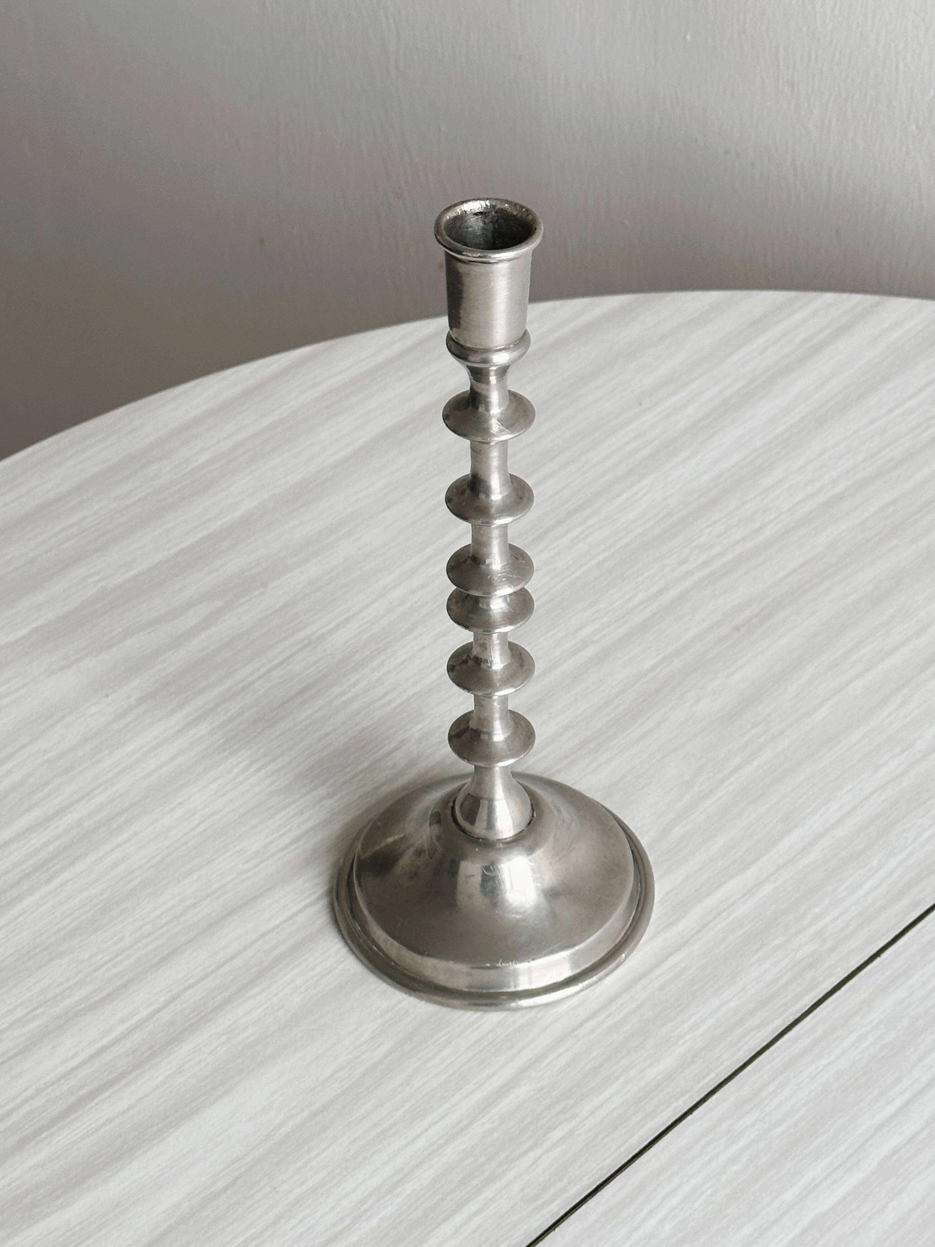 Silver metal candle holder
