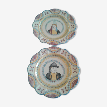 Two old Quimper plates