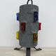 Brutalist table lamp metal and glass, 1970s
