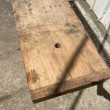 Old carpenter's workbench with press
