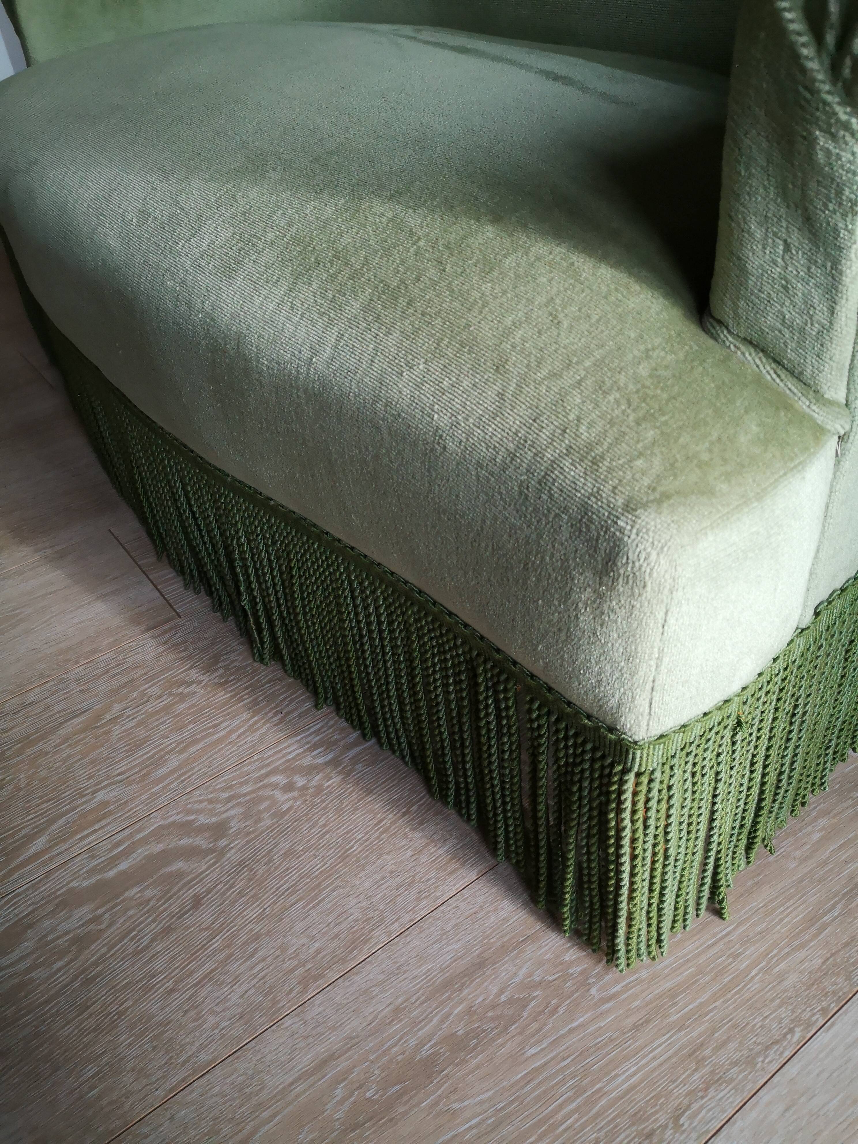 Green velvet toad sofa