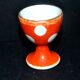 Vintage red egg cup with white polka dots in Sarreguemines earthenware H6.5cm