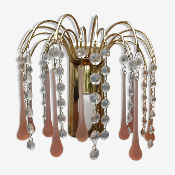 Wall light spider drops murano pink