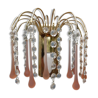Wall light spider drops murano pink