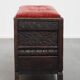 Banc/coffre anglais antique avec siège capitonné rouge