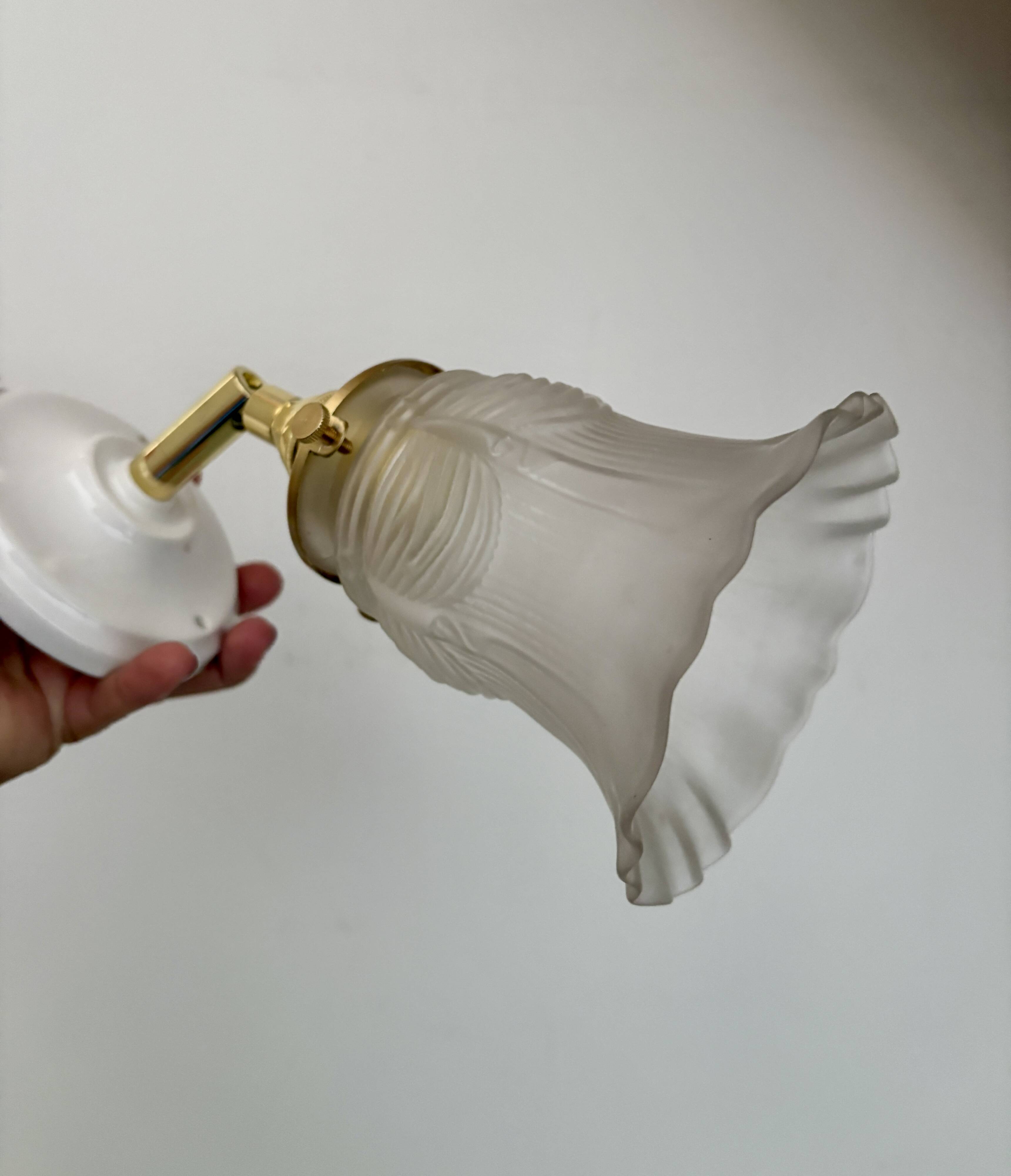 Vintage frosted glass tulip wall lamp