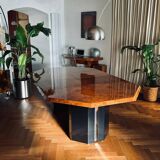Dining table elm burl Roche Bobois Jean Claude Mahey vintage