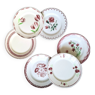 Old mismatched earthenware dessert plates