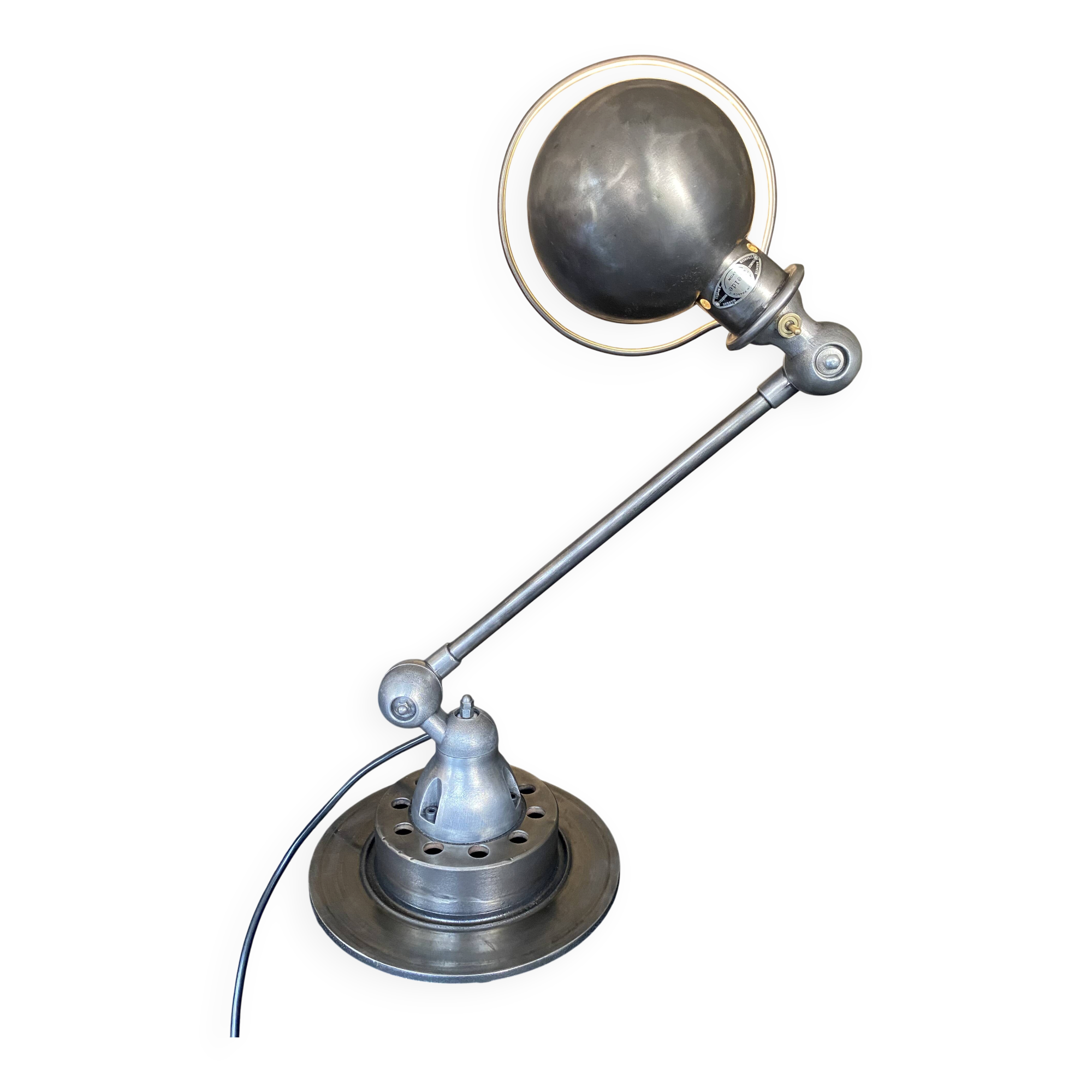 Lampe jieldé 1 bras patine graphite industriel vintage