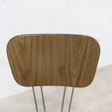Paire de chaises Formica 1970 pieds Eiffel marron
