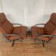 Pair of Scandinavian leather relax vintage armchairs brand Kebe