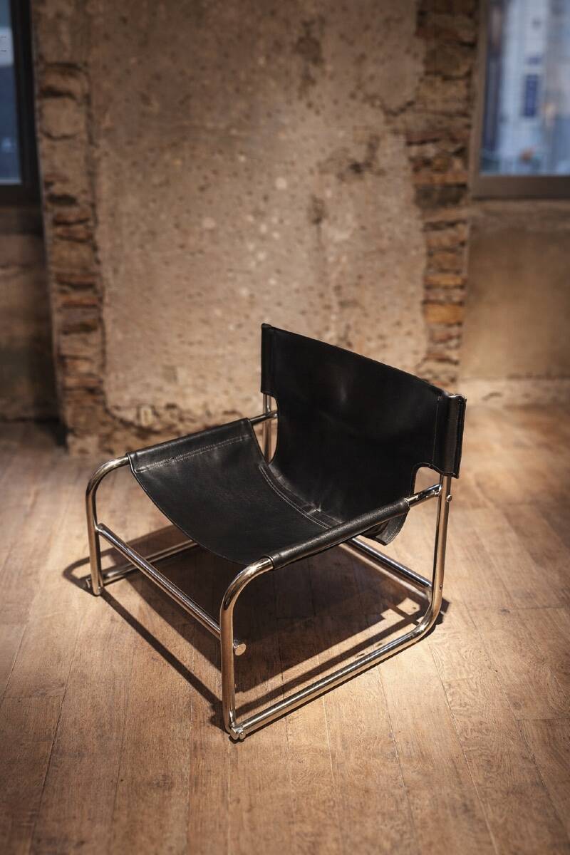 Pair of black leather armchairs T1 by Rodney Kinsman for Bieffeplast, 1967